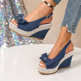 Women's Rivet-Detail Wedge Sandals — Buckle Strap Platform Beach Shoes