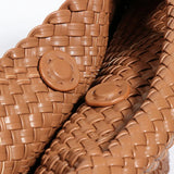 2025 Women Bag Luxury PU Leather Handbag Lady Fashion Handmade Knitting Tote Female Hand-woven Basket Shoulder Bag with Purse
