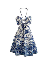 Semalam Romantic Floral Print Strapless Summer Beach Dress