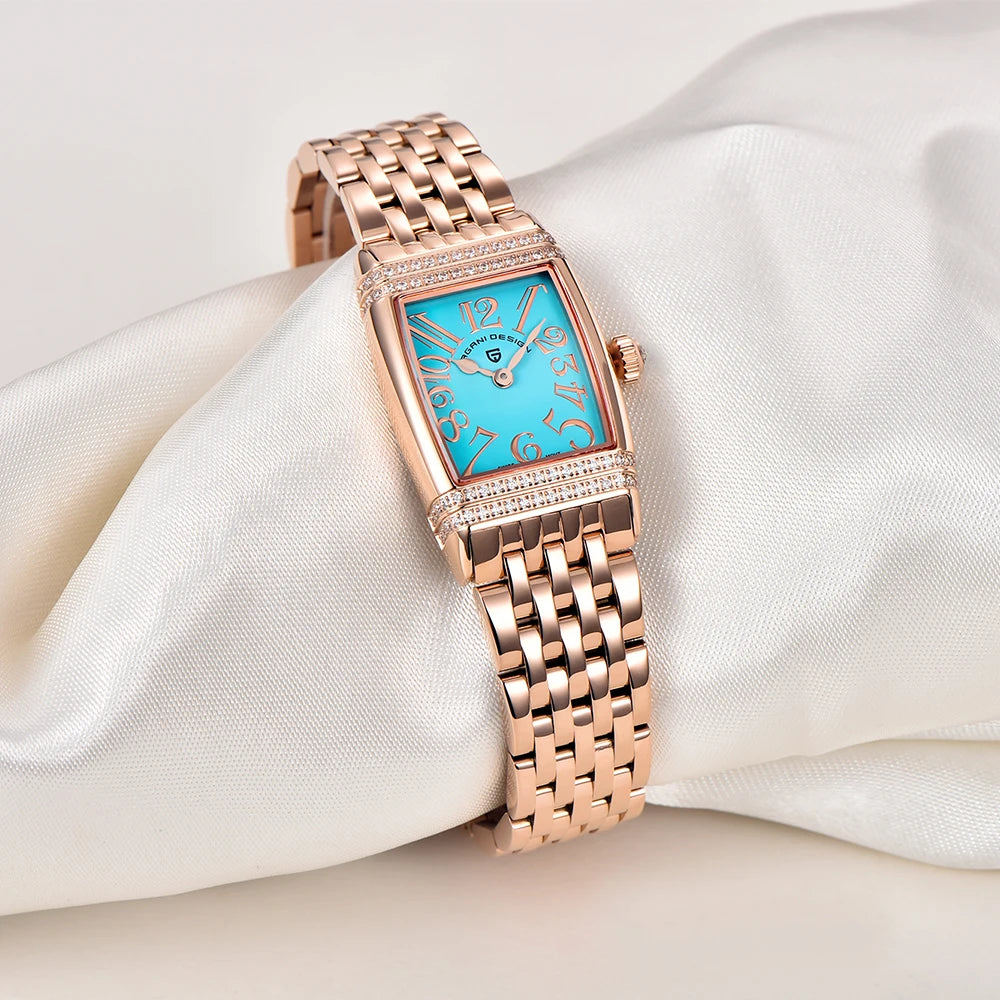 Pagani Design New 22mm Square Women's Quartz Watch Stainless Steel Sapphire Glass 50m Waterproof Women's Quartz Watch