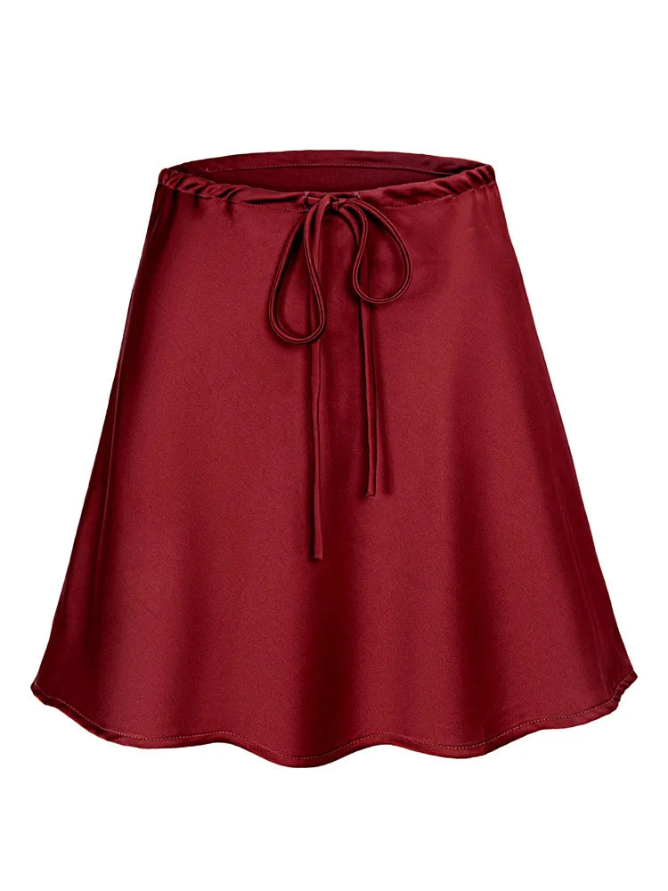 Satin Mini Skirt – Women's Elegant A-Line