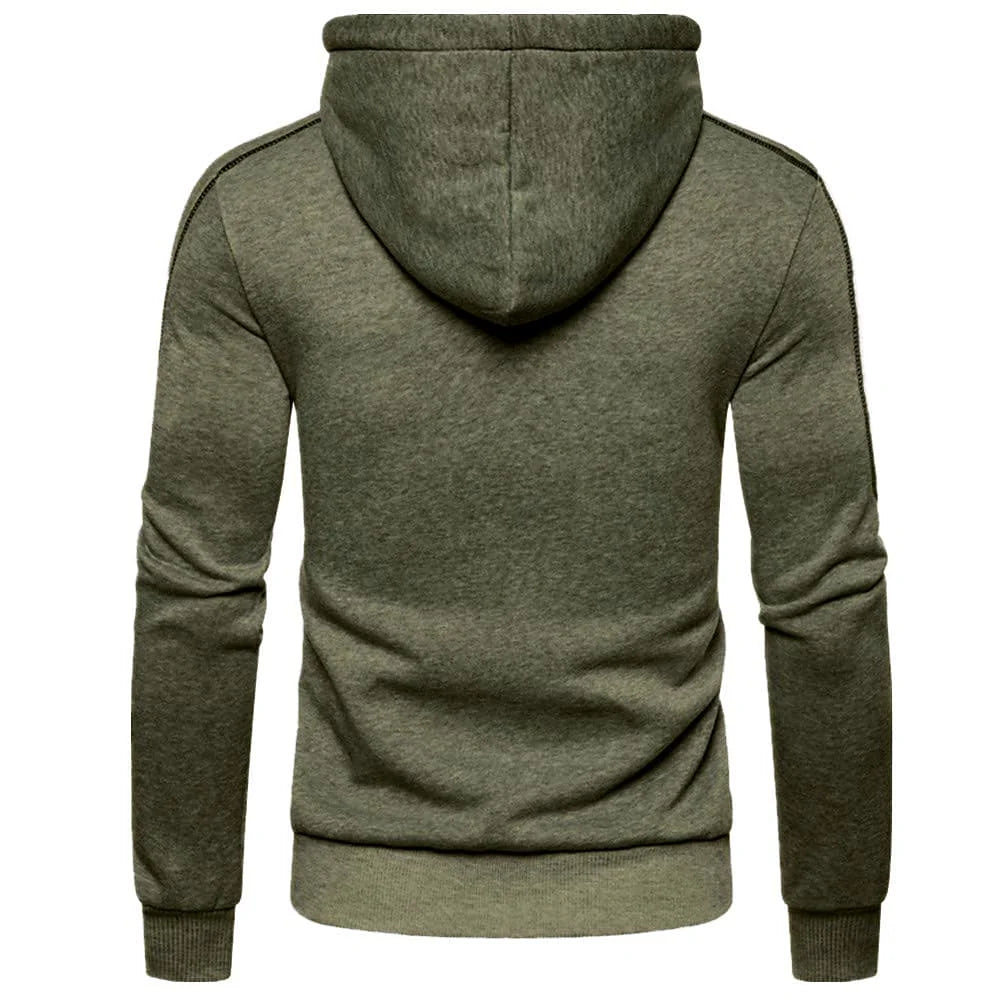Men's Color Block Fleece Zip-Up Hoodie