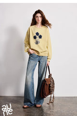 TOYOUTH Women's Relaxed Cotton-Blend Sweatshirt