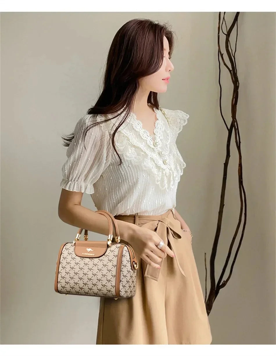 Luxury Handbag Fashion Print Large Capacity Soft Leather Women Shoulder Crossbody Bag Leisure Designer Ladies Purses and Handbag