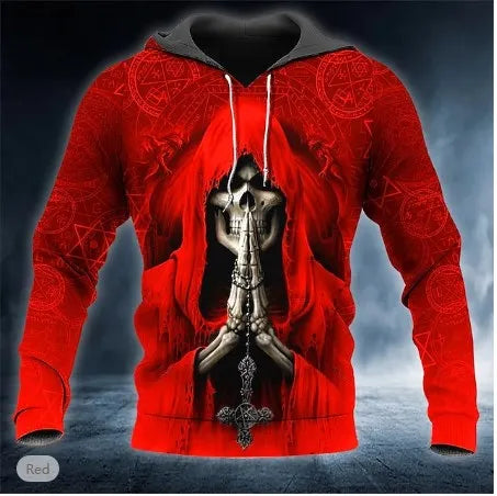 Men’s 3D Skull Print Pullover Hoodie