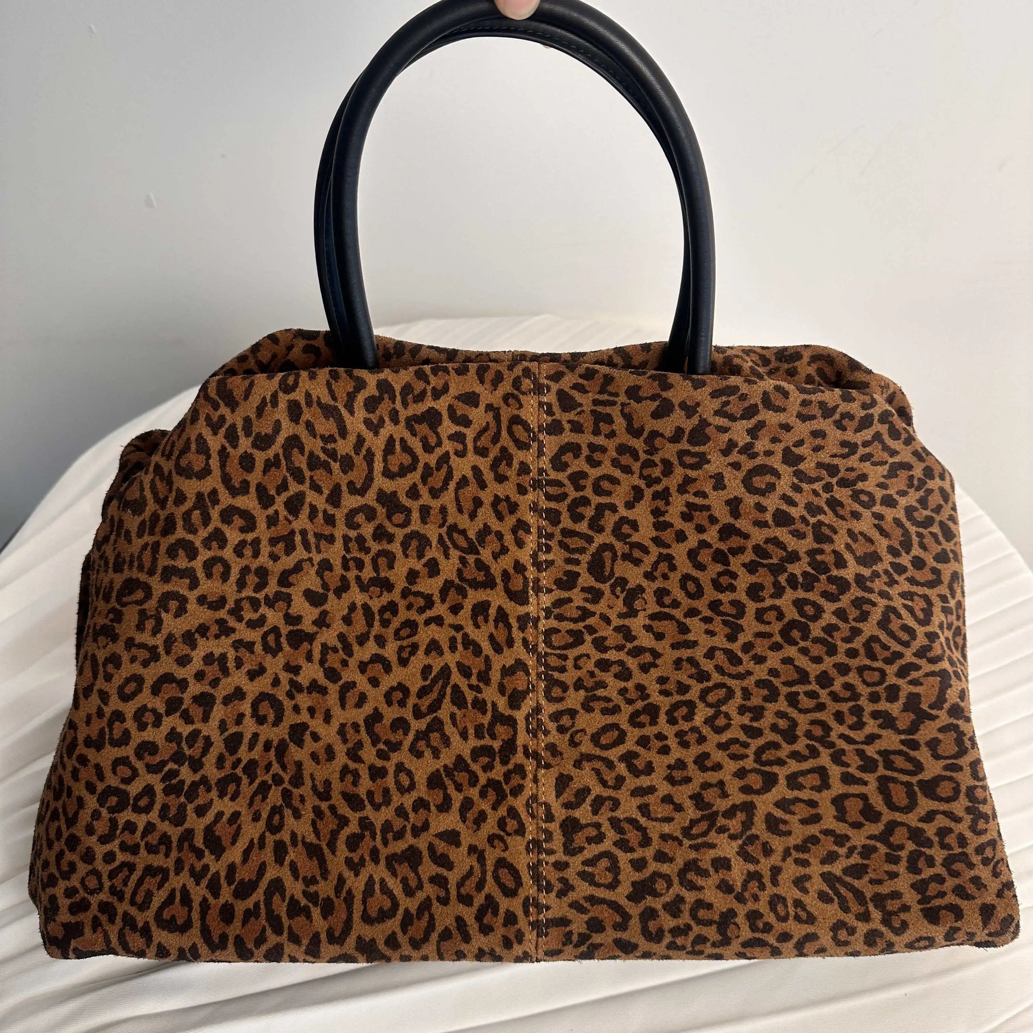 Motingsome Oversized 40cm Women Tote 100% Natural Suede Leather Lady Handbag Luxury Daily Bags Bowling Purses Matte Cowhide Bag