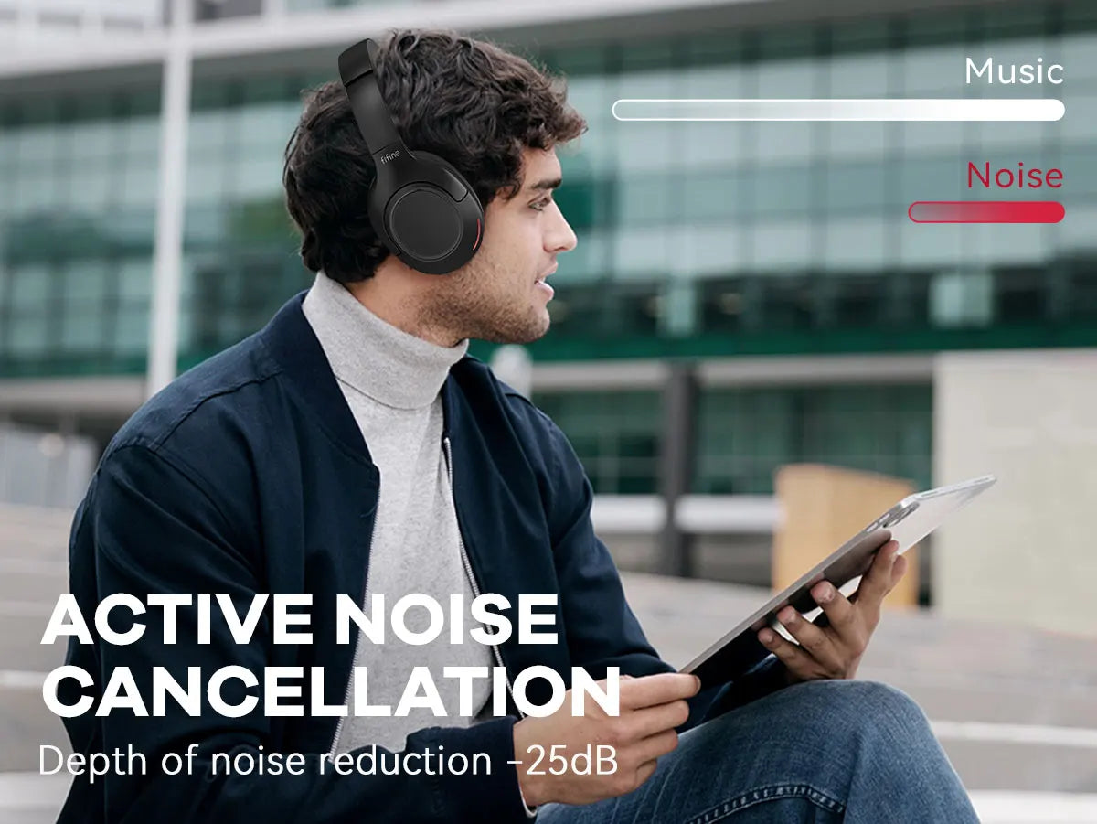 FIFINE Bluetooth wireless headset,Noise Canceling Headphones with Transparency Mode,Deep Bass,Clear Calls,80H Playtime -X3