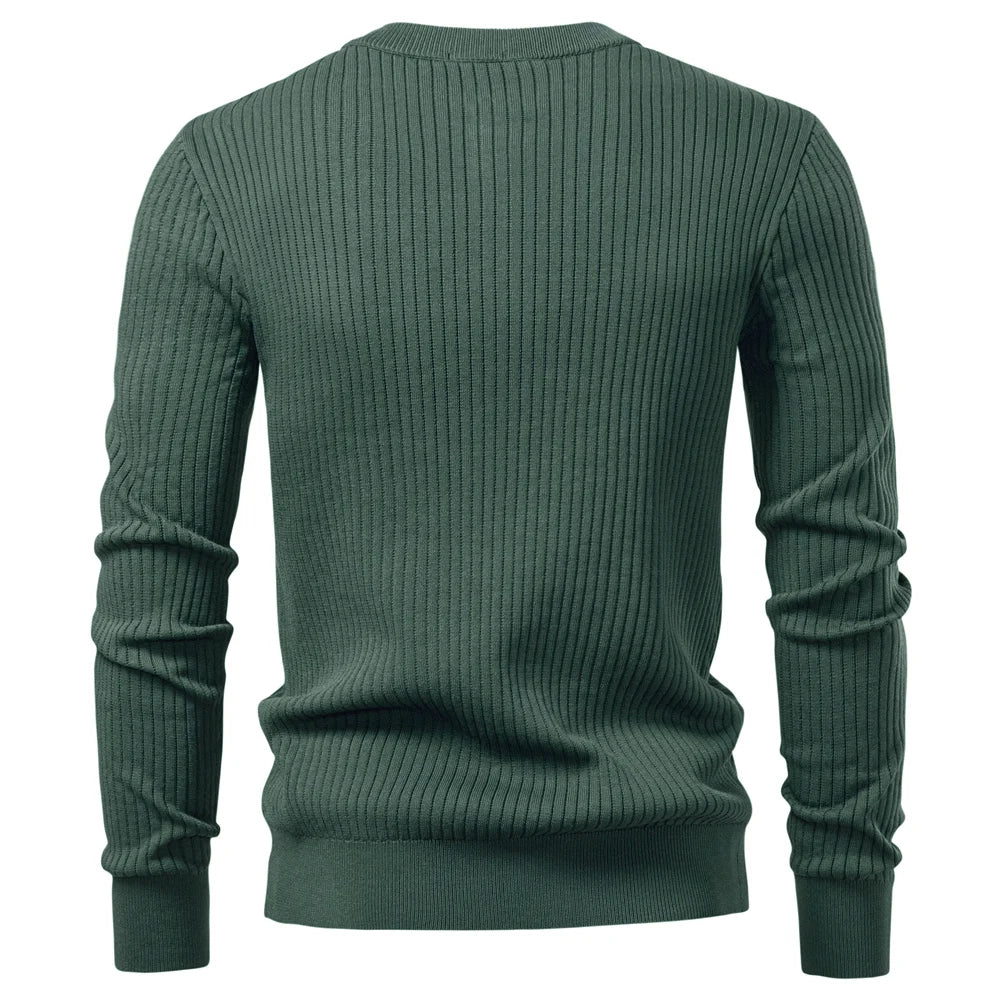AIOPESON Ribbed Stripe Polo Shirt – Premium Men's Knit Top
