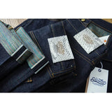 SAUCE ZHAN Mens Jeans Rainbow Sanforized Selvedge Denim Jeans Man Python Skin Labels Regular Fit 14 Oz