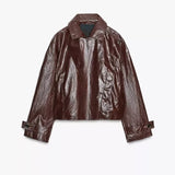 Chic Stand Collar Leather Jacket