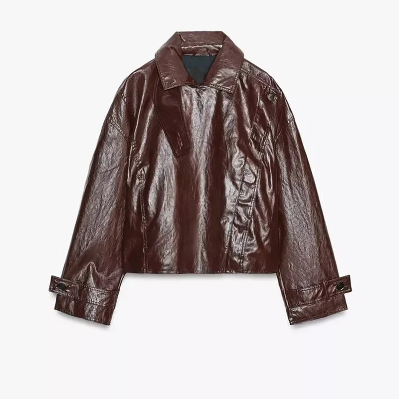 Chic Stand Collar Leather Jacket