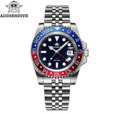 ADDIESDIVE AD2050 Men GMT Watch Swiss Ronda 515-24 BGW9 Super Luminous 20Bar Waterproof Reloj 316L Stainless Steel Quartz Watch