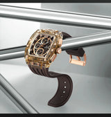 Men's Sport Chronograph – Waterproof Silicone Strap Tonneau Watch