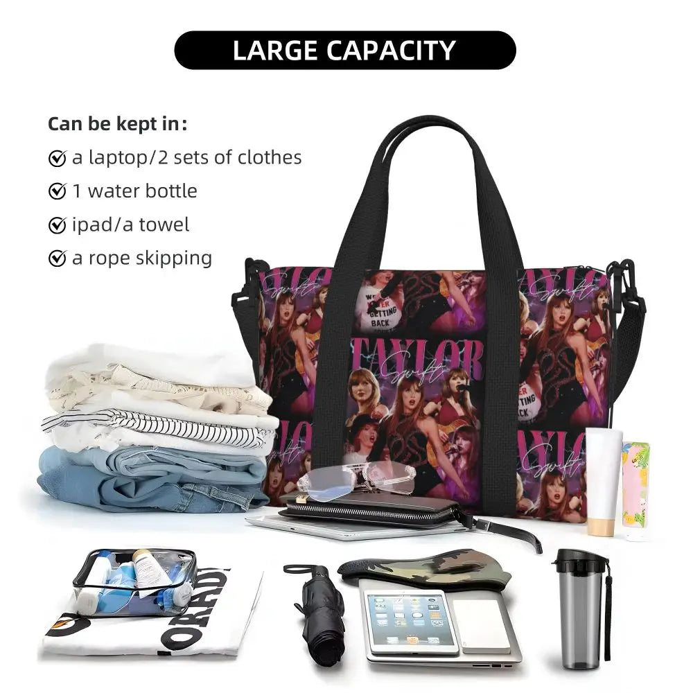 Custom The Eras Tour 1989 Taylor's Swift's American Pop Singer Tote Bag Women Large Capacity Beach Gym Travel Bags