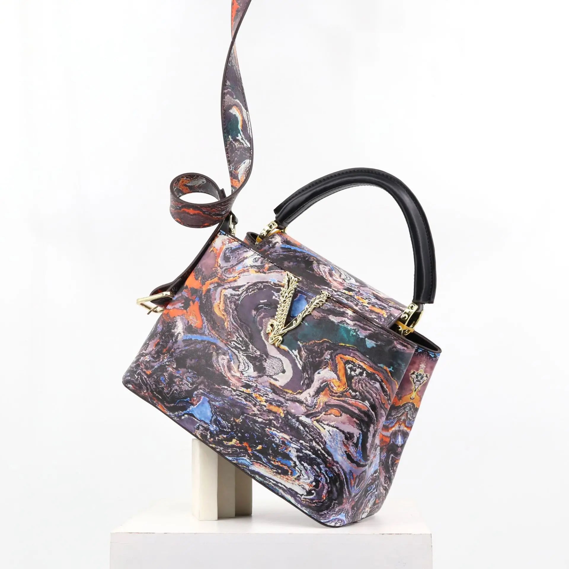Ins Famous Fashion Classic Printed PU Leather Women's Handbags – Luxury Elegant Shoulder Crossbody Top Handle Bag