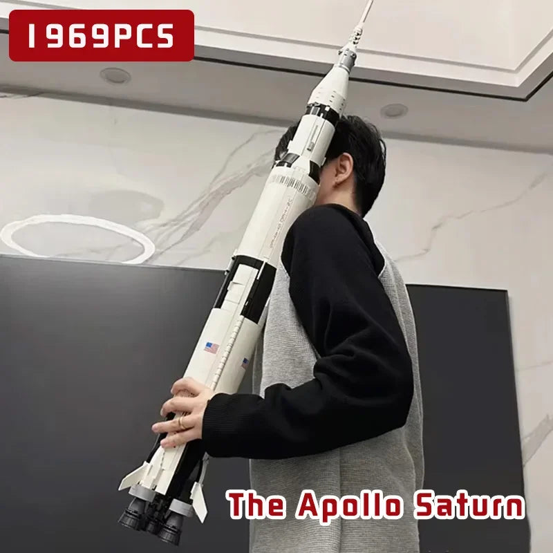 In Stock Apollo Saturn V Building Blocks Space Rocket Building Blocks Children's Toys Decoration Birthday Christmas Gifts
