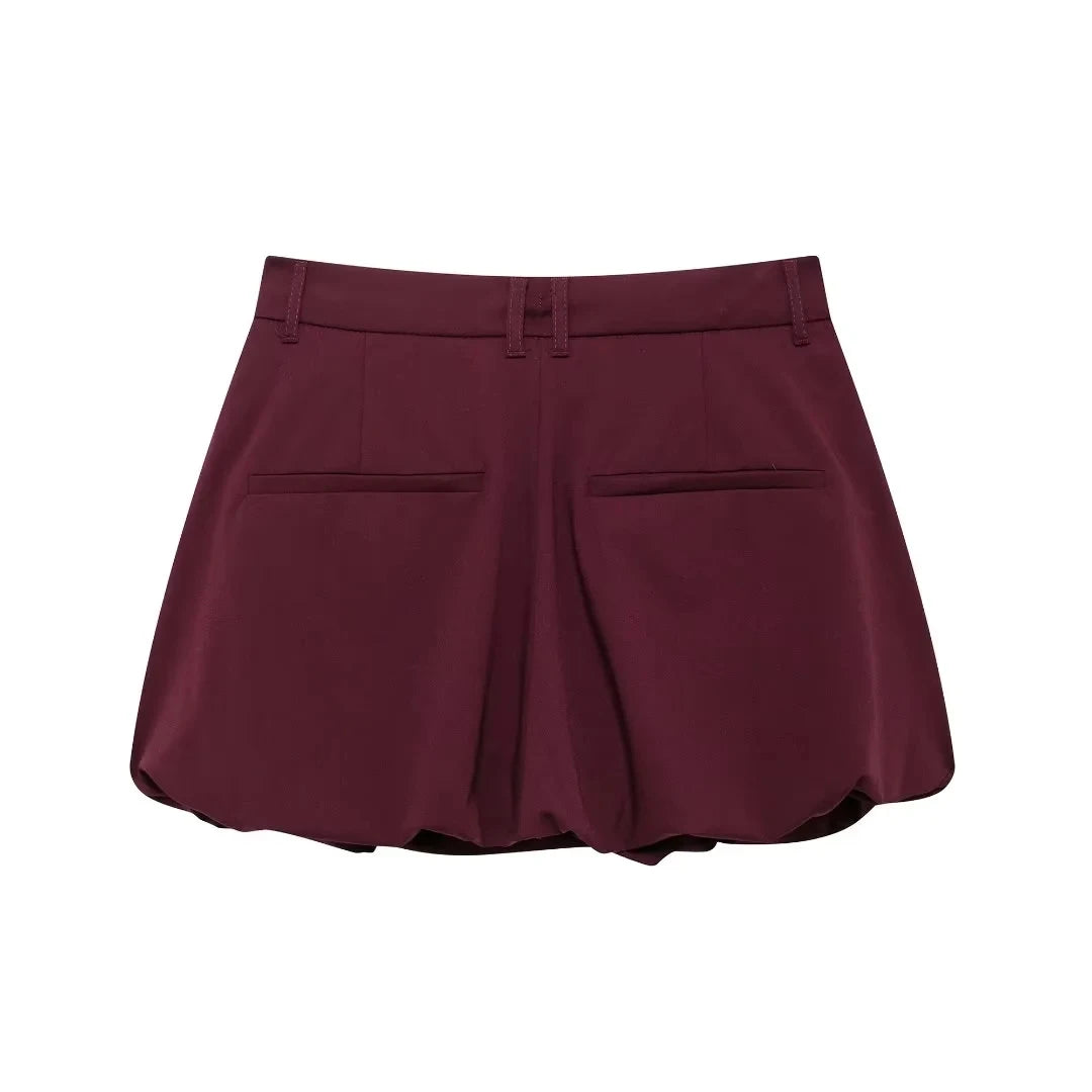 Casual Women 2 Pieces Sets Waist Lace Up Lantern Edition Mini Skirt Sets Solid Pocket Decorative Jacket Top Women's Set