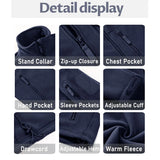 TACVASEN Men's Fleece Jacket Soft Warmth Windproof Full Zip Up Coat Multiple Zipper Pockets Hiking Working Outdoors Windbreaker