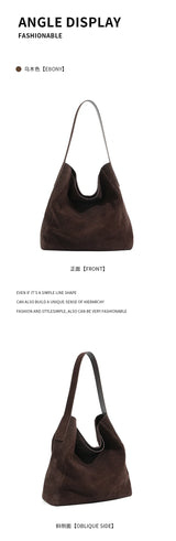 New suede velvet underarm tote bag for autumn and winter Simple large capacity first layer frosted cowhide handbag shoulder bag