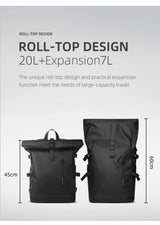 Heroic Knight Men's Backpack Waterproof Roll Top Backpack Women Travel Expandable USB Charging Large Capacity Laptop Bag Mochila