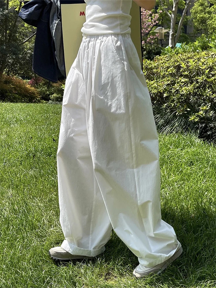 Women’s High-Waist Cotton Wide-Leg Pants