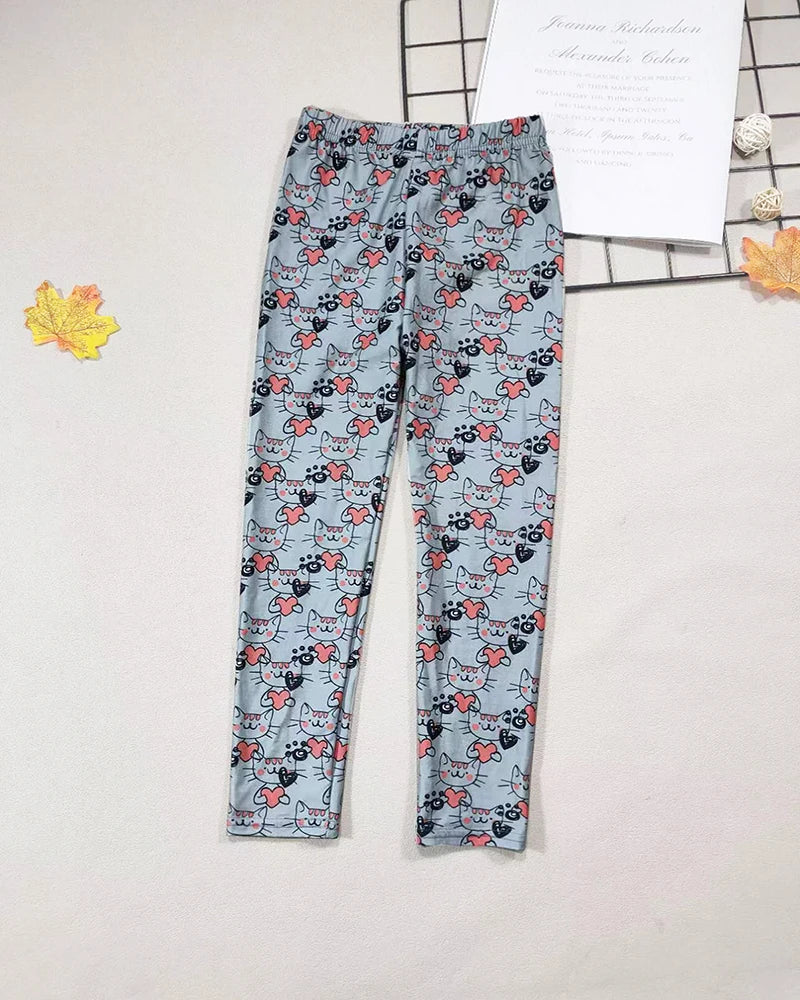 Girls' Floral Cartoon Fashion Leggings