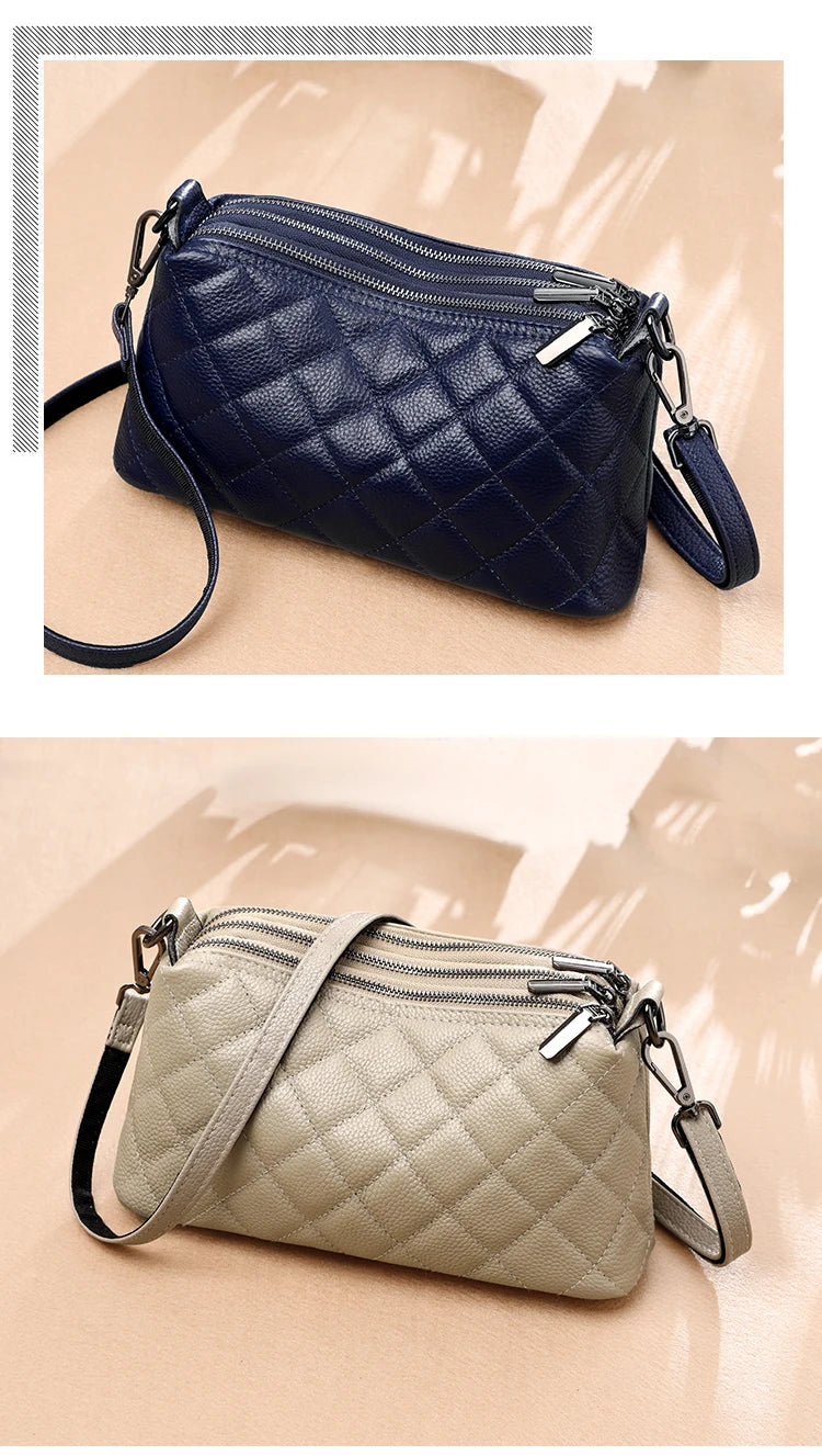 Designer 3 Layers Women's Handbag Cow Leather Female Tote Sac Luxury Soft Solid Genuine Leather Shoulder Crossbody Bag For Women