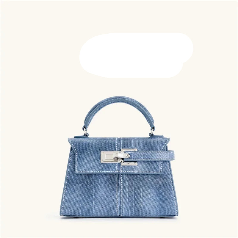 Elise Designer Tote – Premium Denim Blue Genuine Leather Crossbody Bag