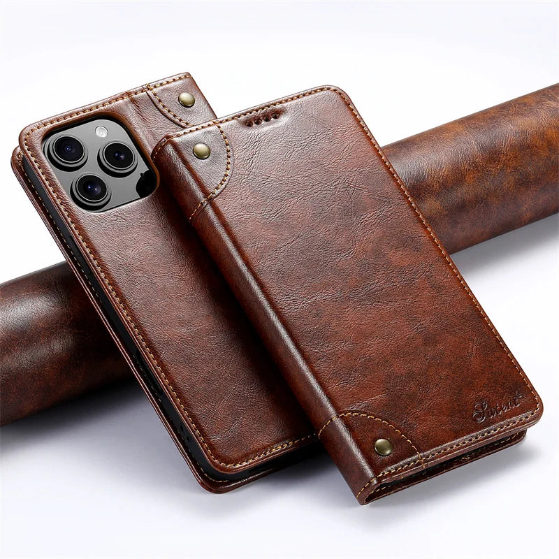 Magnetic PU Leather Flip Wallet Case for iPhone