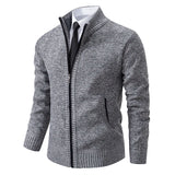 Men’s Fleece-Lined Stand Collar Cardigan