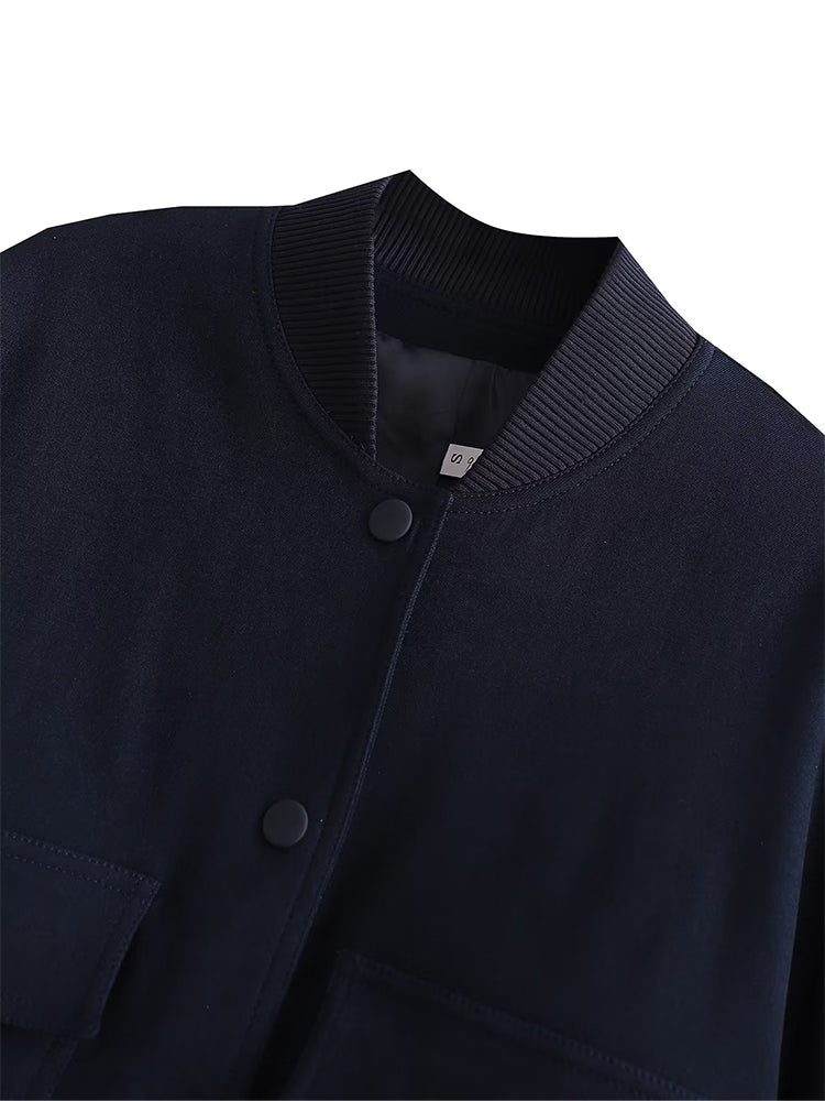 Willshela Women's Solid Bomber Jacket with Pockets