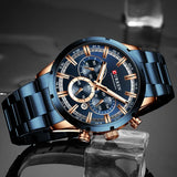 Men's six-needle multifunctional watch Waterproof calendar round strap stainless steel strap date men's business men's watch