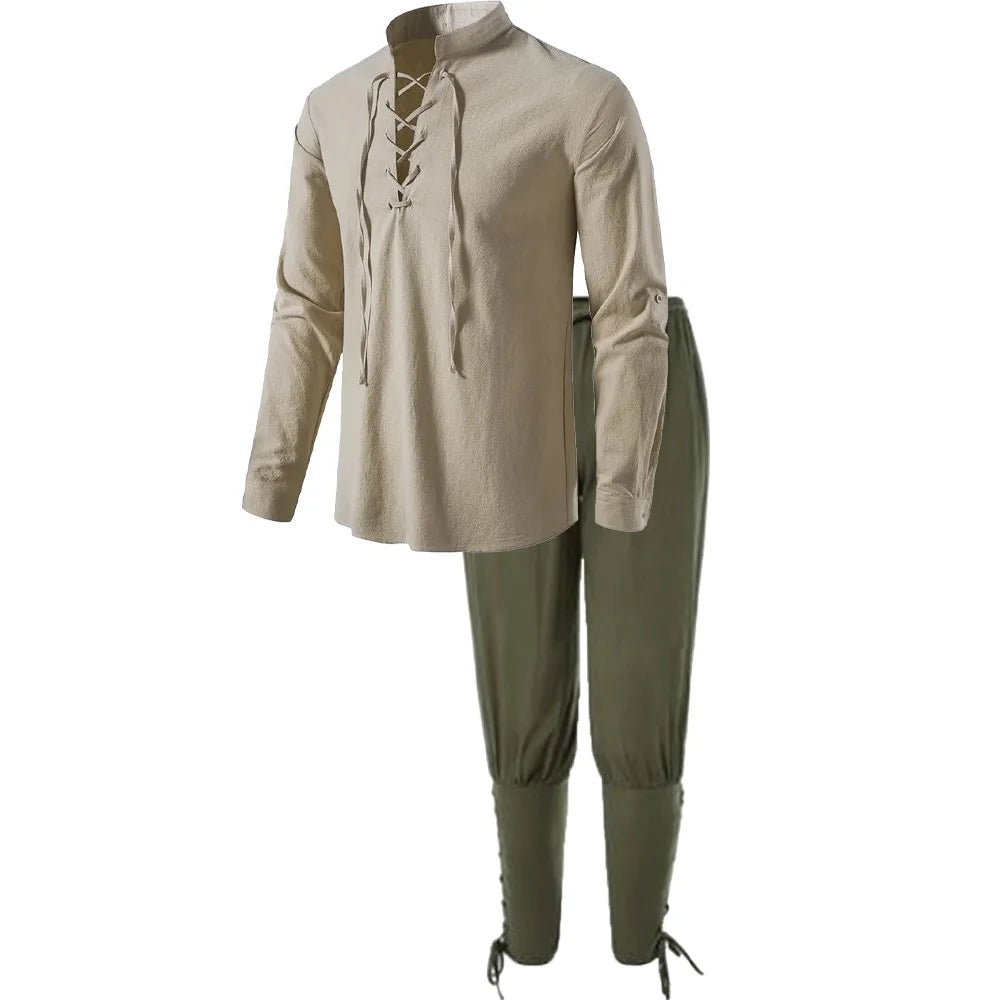Men's Medieval Costume Set in Cotton Linen