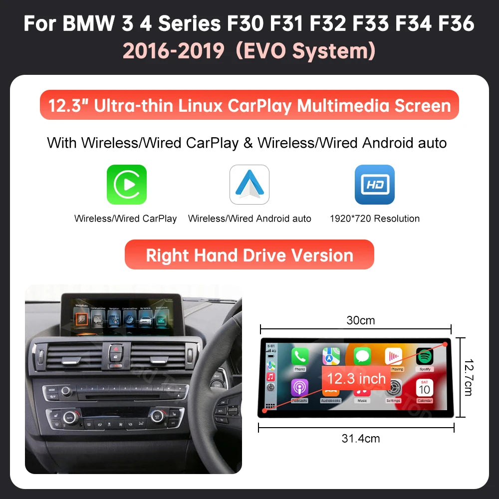 12.3" BMW F30/F36 CarPlay & Android Auto Screen Upgrade