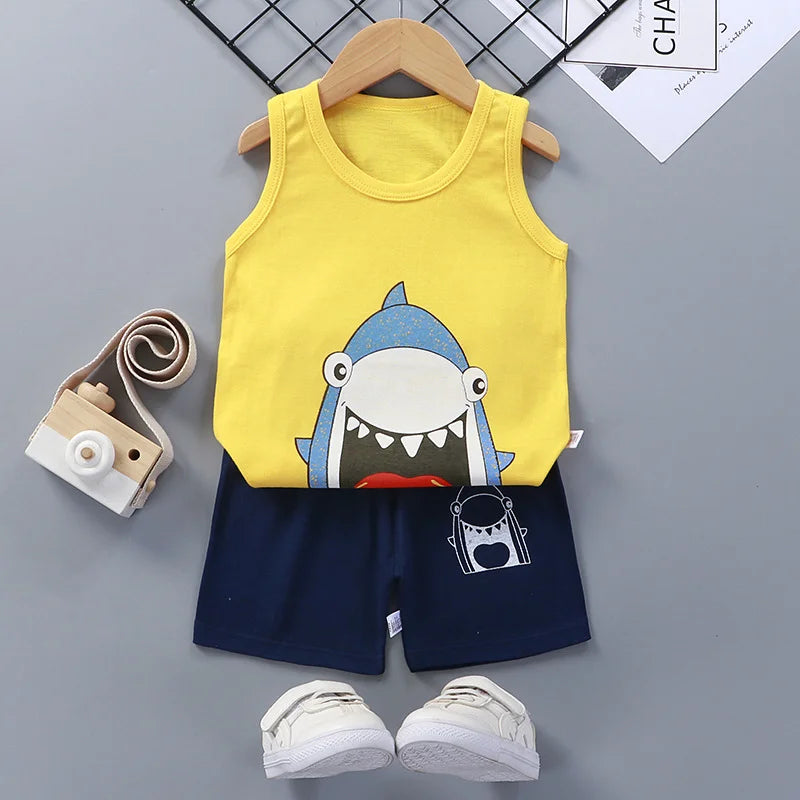 Kids' Cotton Summer Vest & Shorts Set