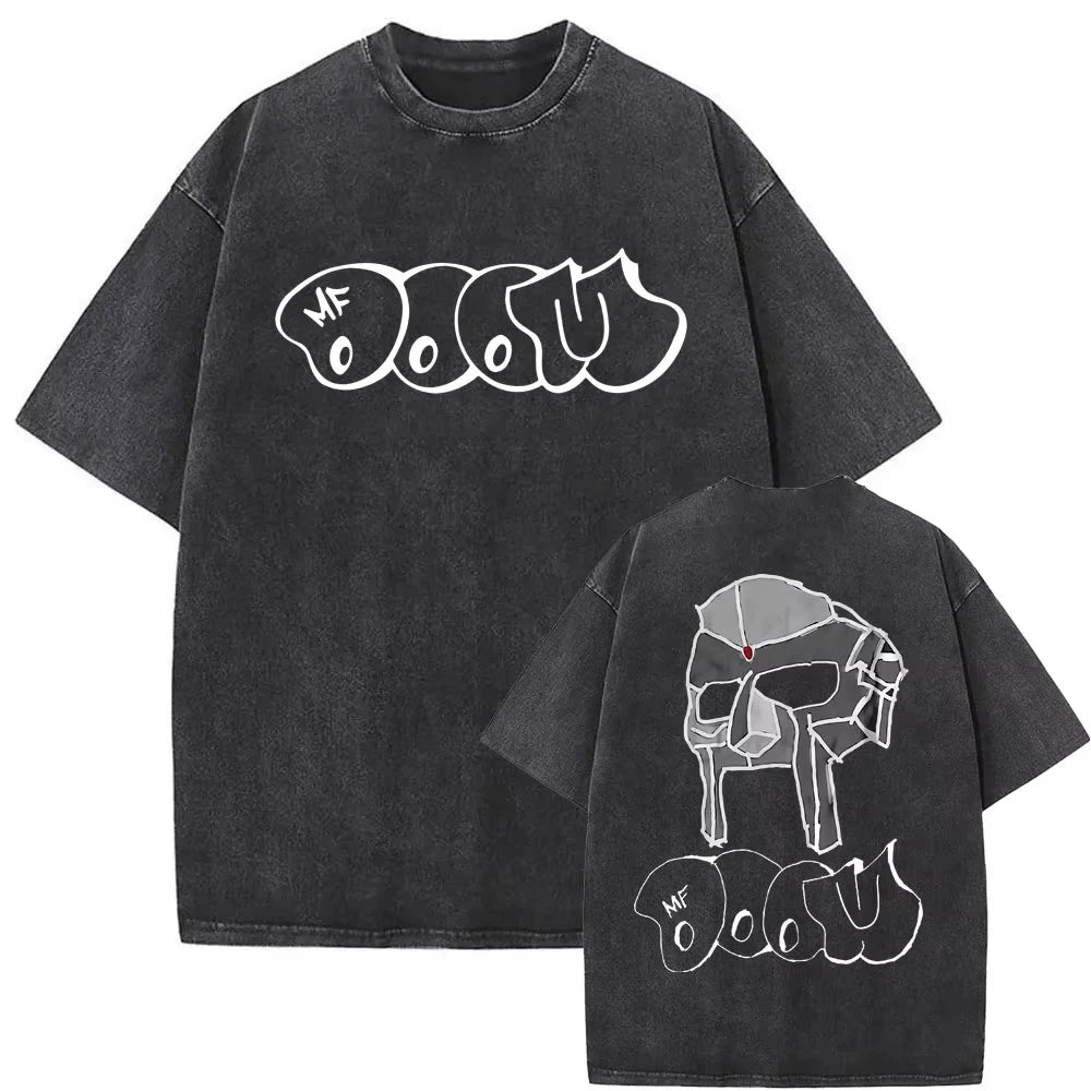 2025 Washed Vintage Rapper Mf Doom MM FOOD Graphic Print Tshirt Men Women Hip Hop Fashion T-shirts Male Casual