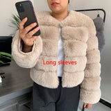 Elegant Winter Faux Fox Fur Crop Jacket