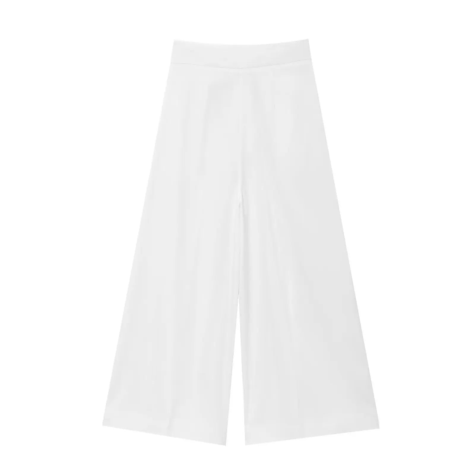 2-Piece Sleeveless V-Neck Trouser Set with Belt – Summer Commuter Wide Leg Suit