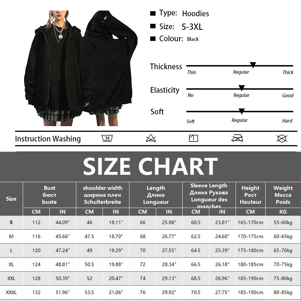 Initial D Zipper Hoodies Men's Clothing Autumn Winter Zip Up Hooded Sweatshirts Casual Vintage Loose Hoodie Jacket