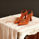 Women's Pointed-Toe Slingback Stiletto Heels with Sparkle Detail