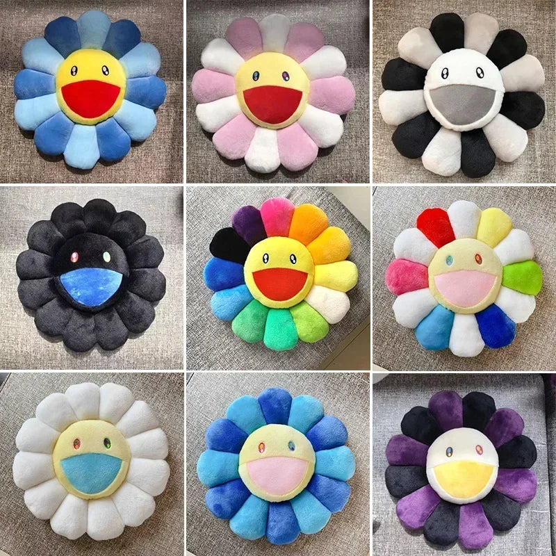 Rainbow Daisy Children's Plush Pillow, Japanese, Sunflower, Floor Game Mat Seat Pillow Sofa House Car Decoration Plush Pillow