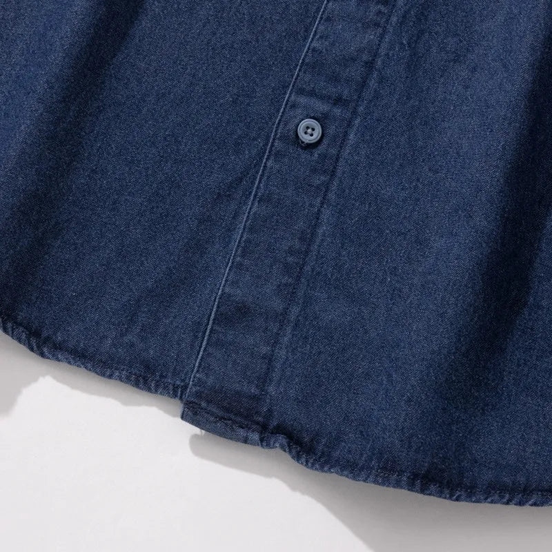 Classic Washed Denim Shirt Men's 2025 Autumn New Dark Blue Fashion Loose Casual Long-sleeved Jean Shirts Korean Clothes