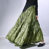 Elegant High-Waist Pleated Maxi Skirt for Women