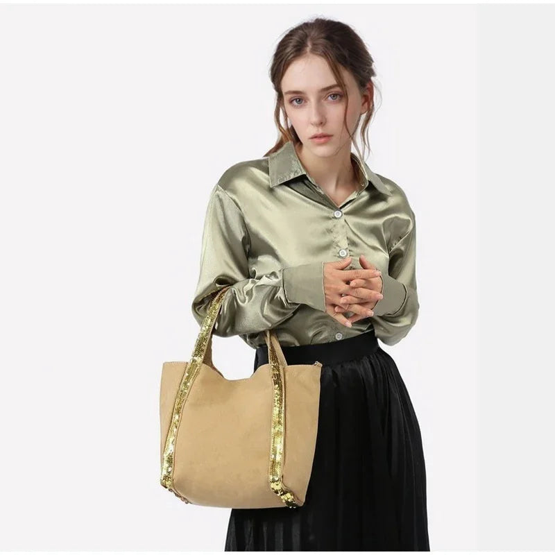 Women's Faux Suede Satchel Bag