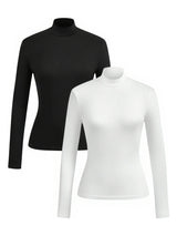 2-Piece Women's High-Neck Brushed Thermal T-Shirt Set - Made in USA