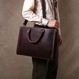 Original Ultra-Simple High Quality Men's Leather Document Baotou Layer Cowhide Computer Bag Business Trip Office Handbag