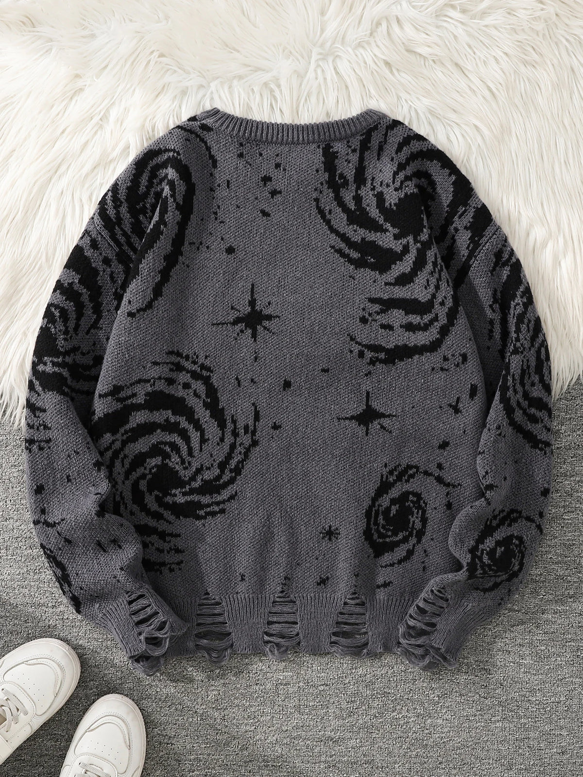 Men's Abstract Star Knit Crew Neck Sweater