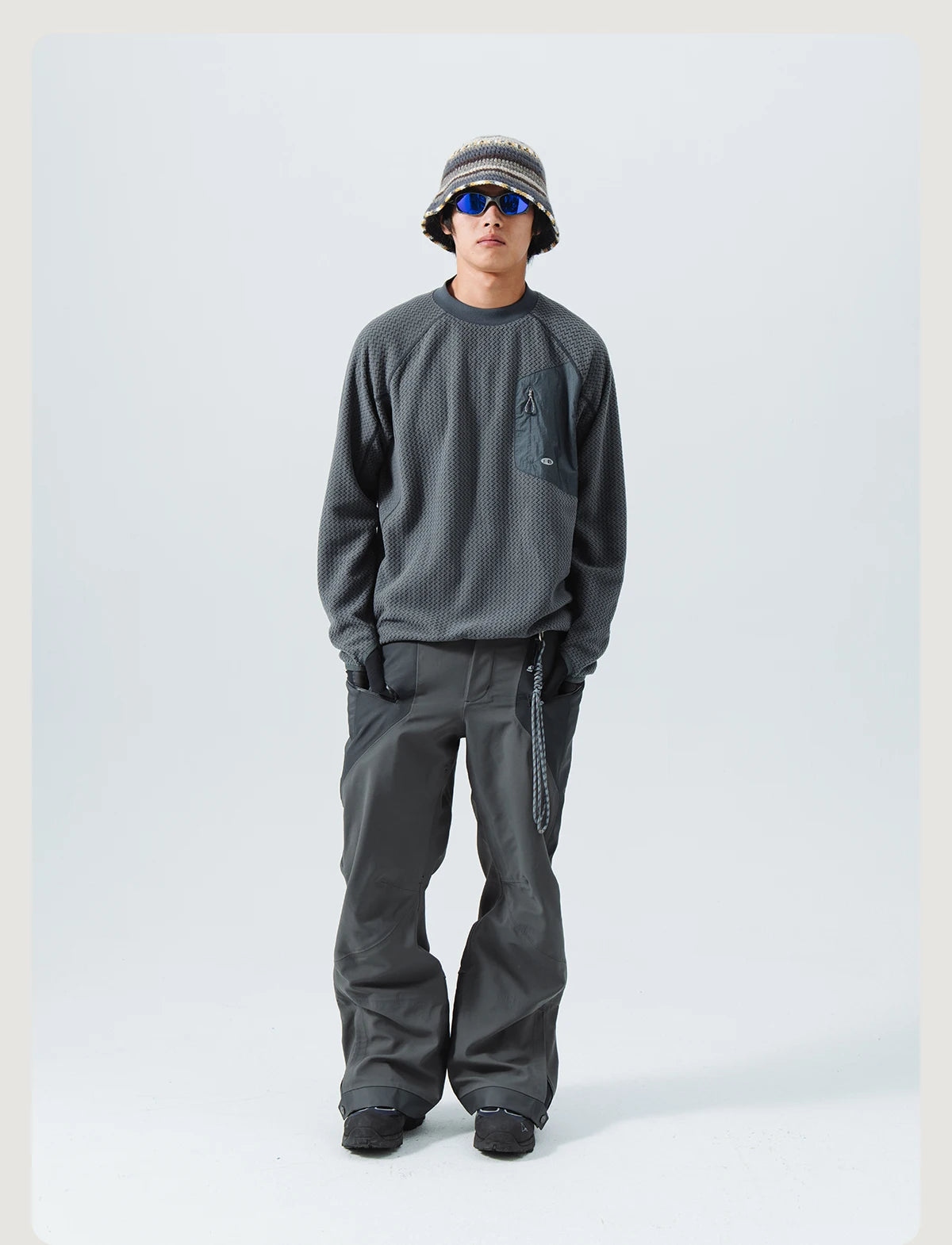 Mountain-Ready Crewneck: Engineered with Ribbed Neck, Reflective Logo, & Secure Chest Pocket for Outdoor Style Unisex