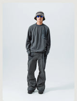 Mountain-Ready Crewneck: Engineered with Ribbed Neck, Reflective Logo, & Secure Chest Pocket for Outdoor Style Unisex