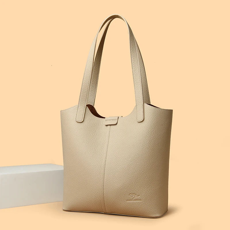 Genuine Brand High End Soft Pu Leather Shoulder Bag For Women Casual Tote Bag Female Purse Simple Design Handbag Commuting Sac